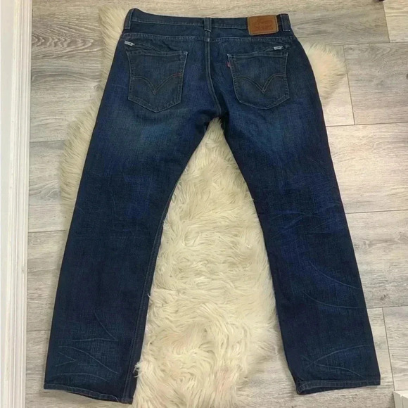 Euc Levi’s slim straight 514 dark wash adjustable waist and zippered jeans 36/30 - Picture 4 of 14